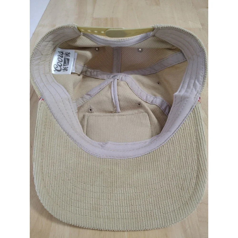 Original Coors Rodeo Banquet Hat Corduroy Snapback Tan Red Rope Cap Mad Engine